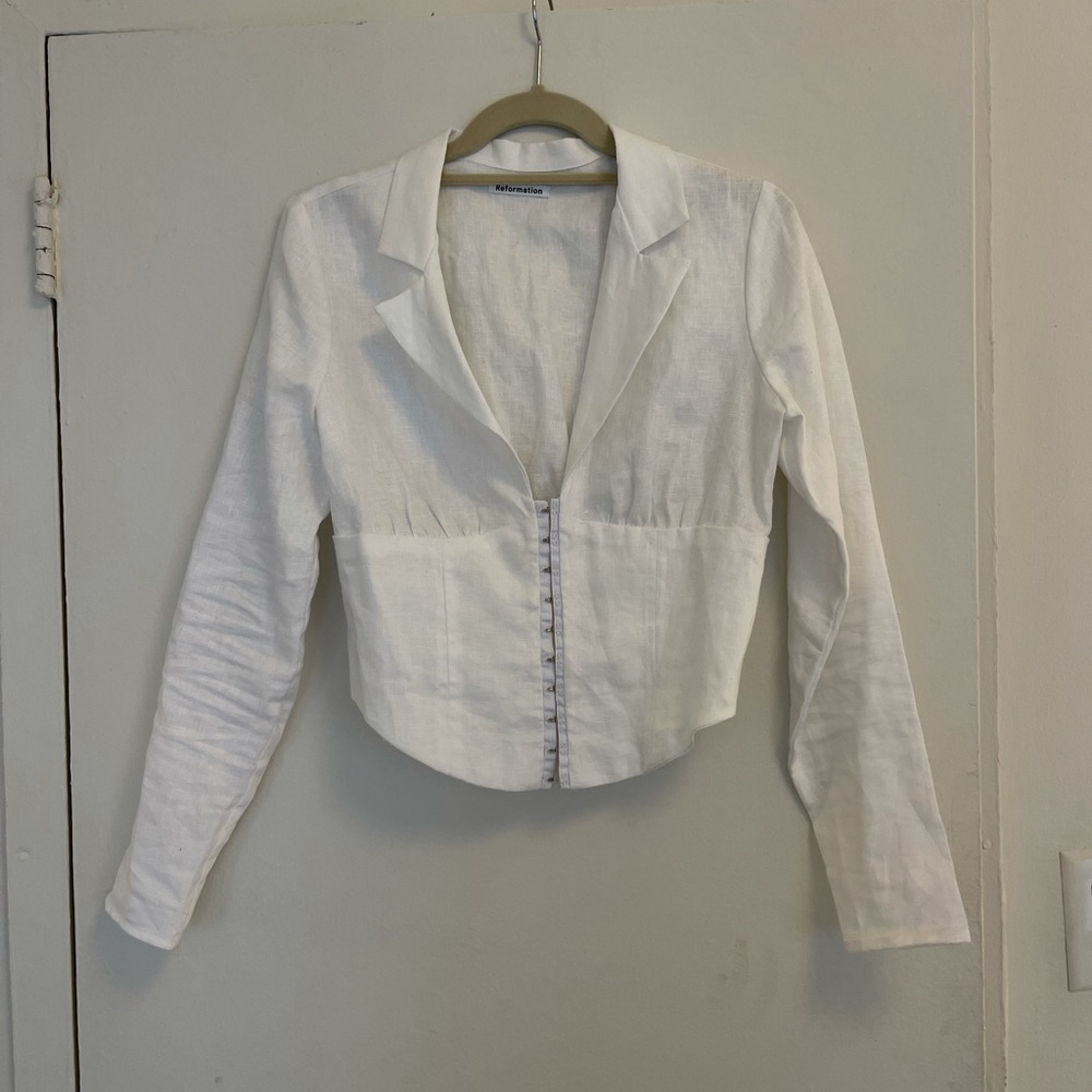 COPY - Reformation Linen Hook and Eye Blouse